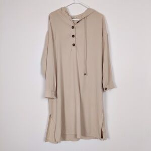 Ikoll Sunset Beige Hooded Tunic Dress Size L / XL